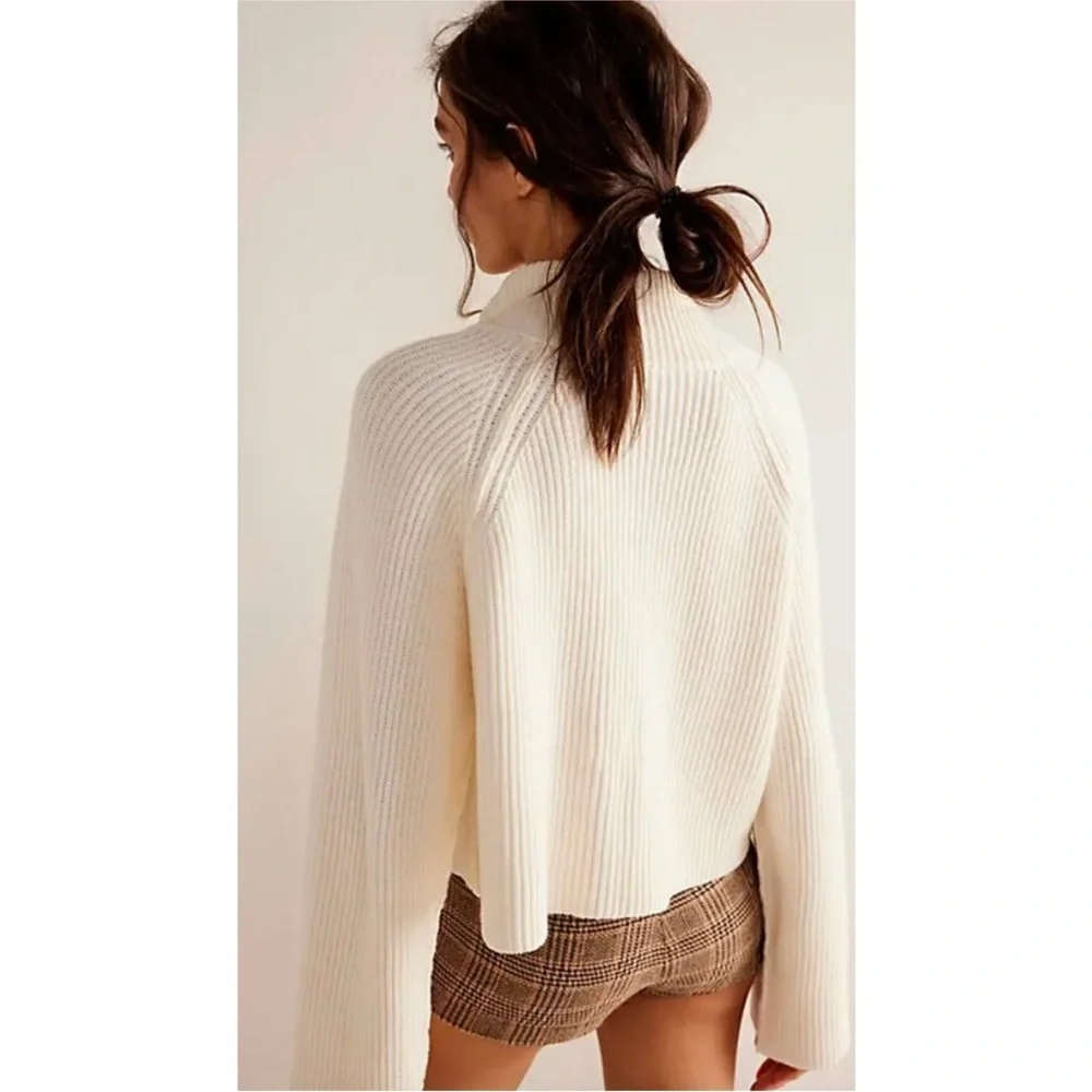 NEW Free People Sugar Ivory Greta Half Zip Pullover Sweater Sz XL NWOT